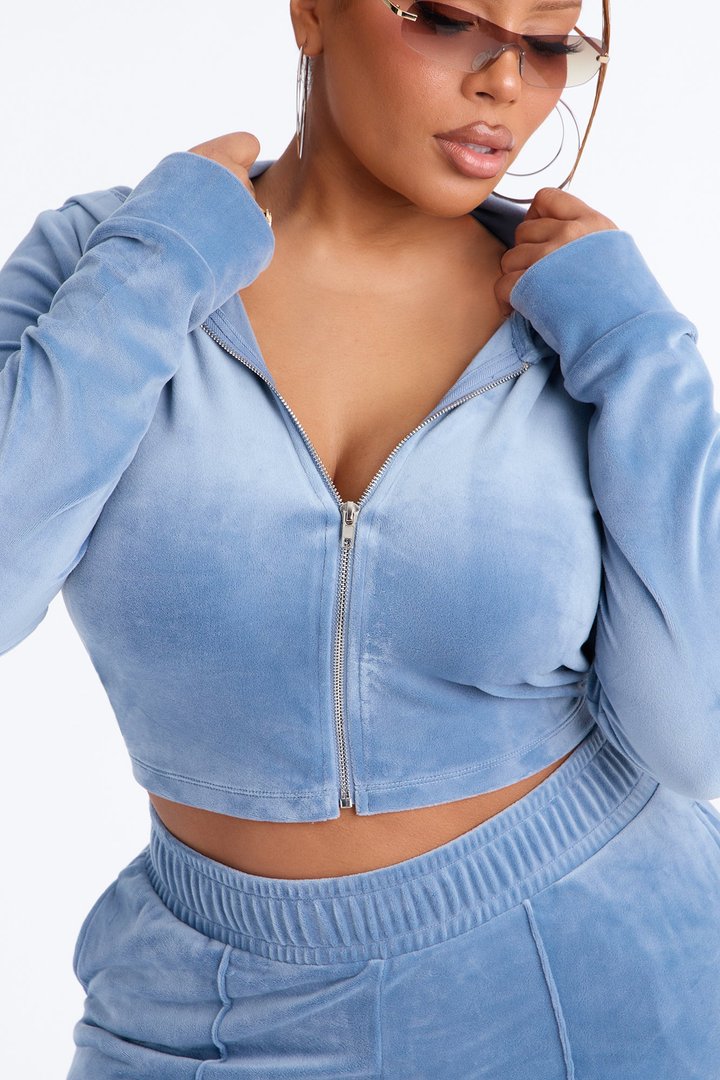 Amelia Velour Pant Set - Blue