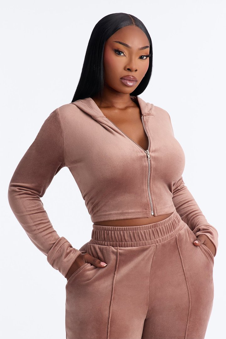 Amelia Velour Pant Set - Brown