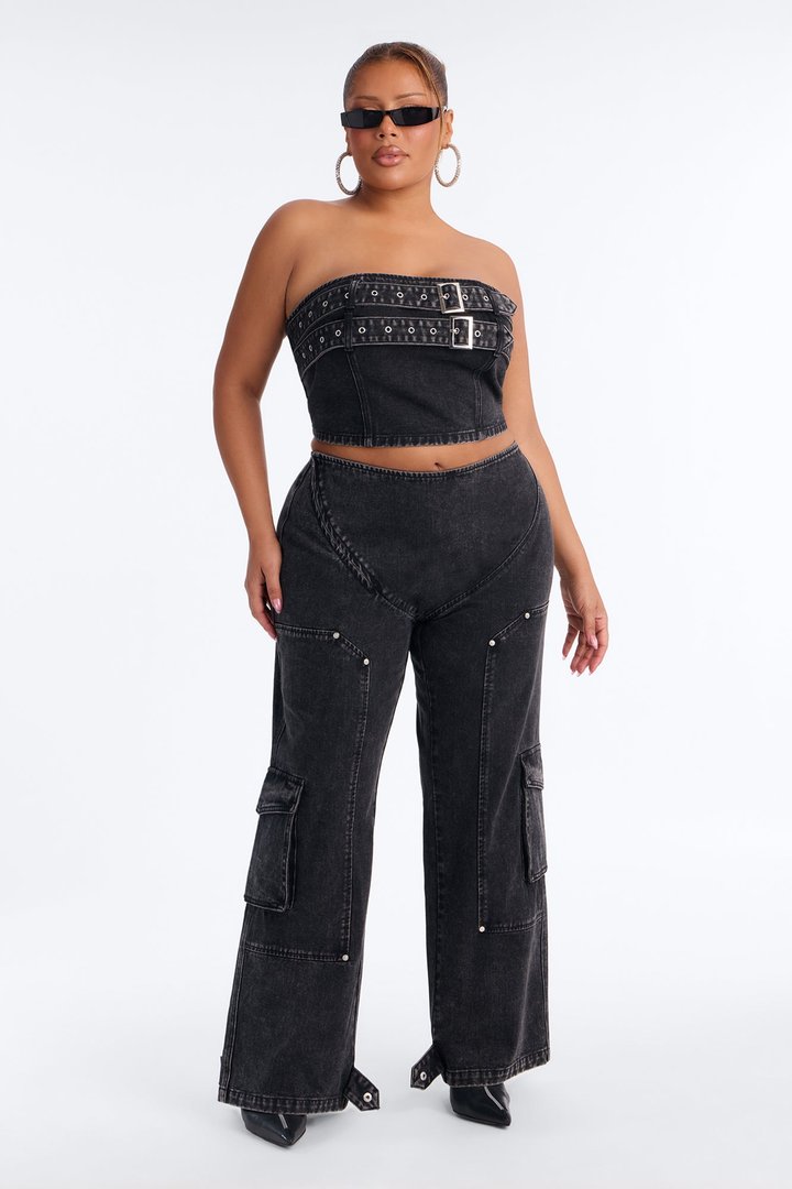 Sweet Love Mineral Wash Pant Set - Black