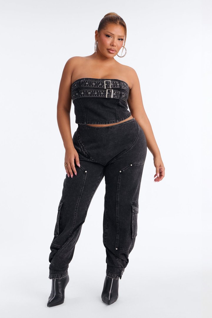 Sweet Love Mineral Wash Pant Set - Black