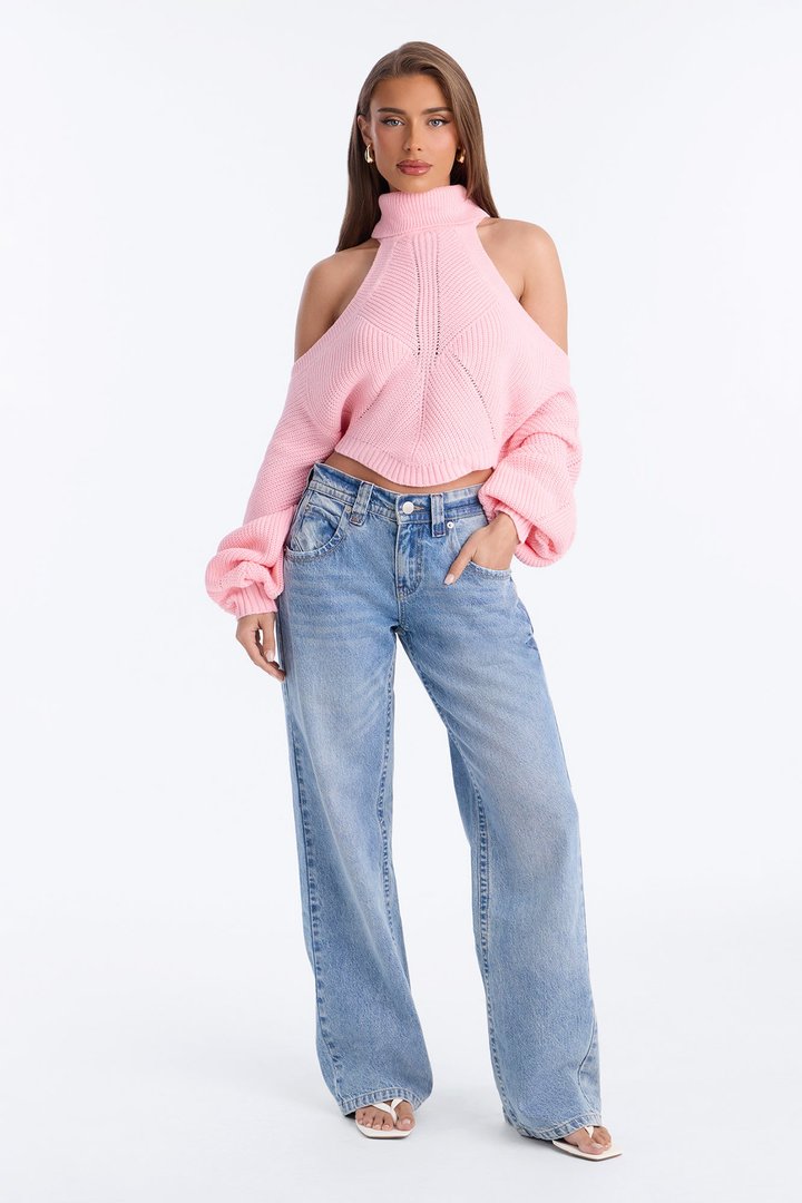 Karasi Cold Shoulder Sweater - Light Pink