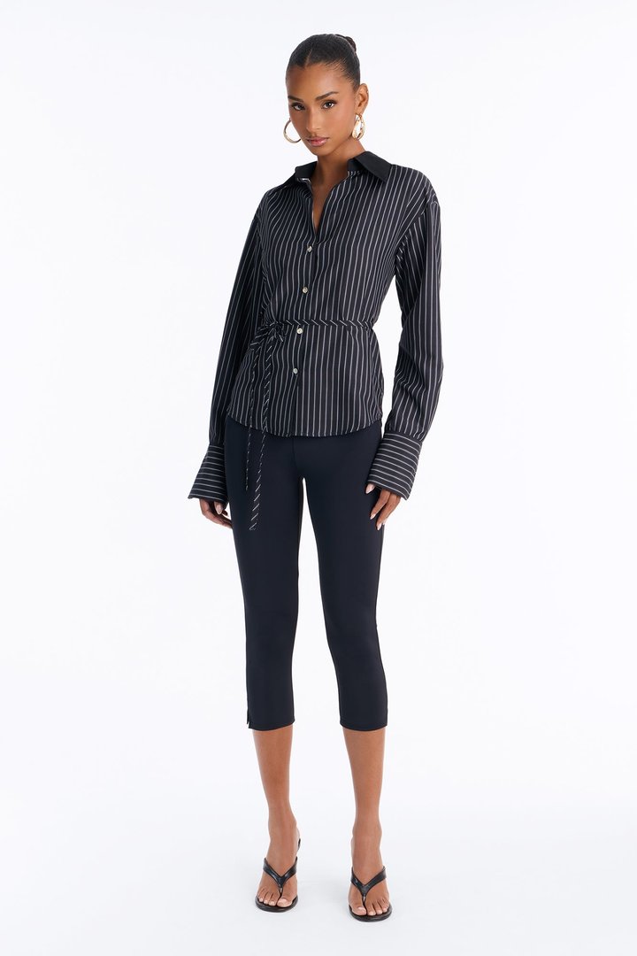 Corporate Casual Striped Shirt - Black/White