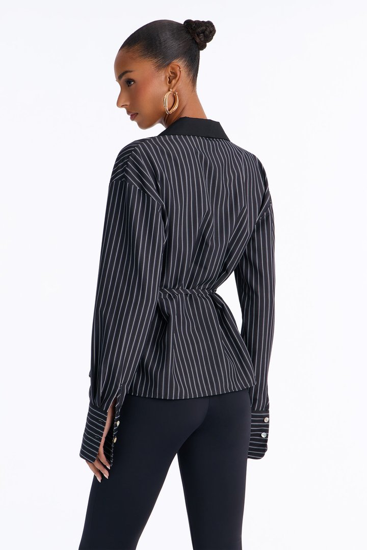 Corporate Casual Striped Shirt - Black/White