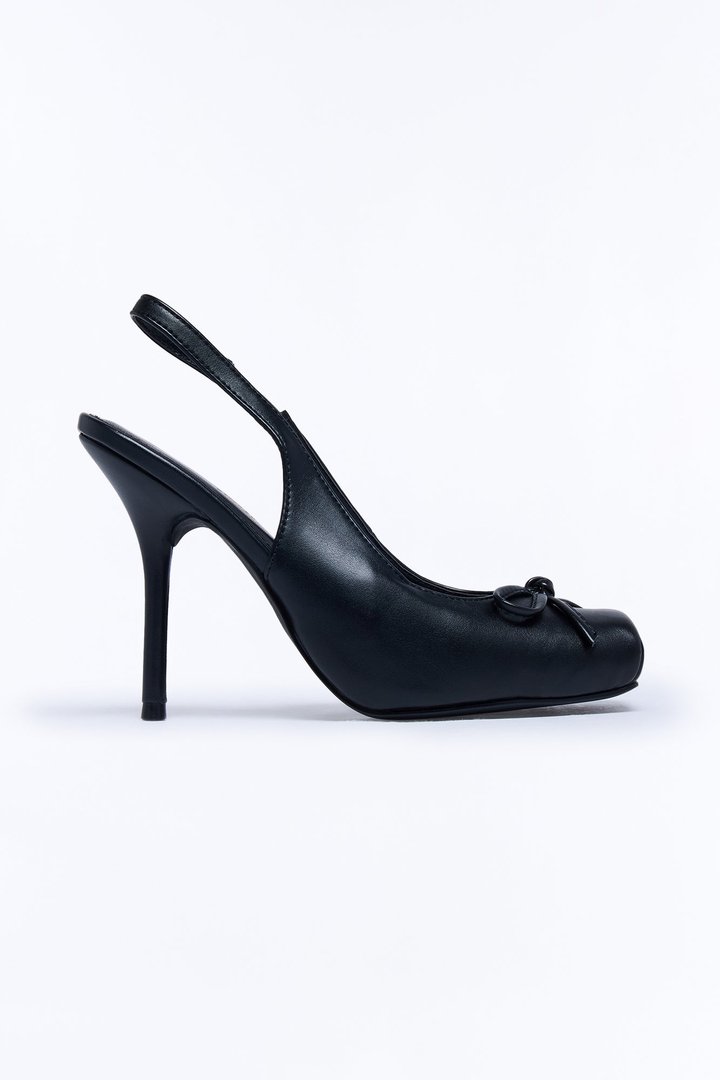 Elina Bow Slingback Ballet Pumps - Black