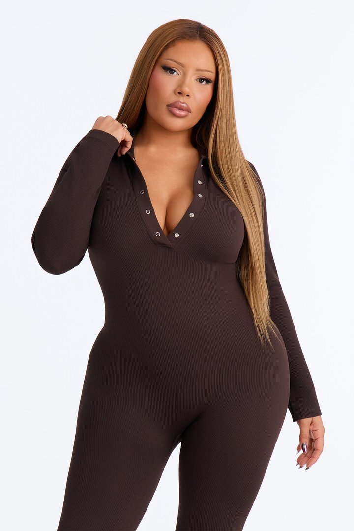 Back To It Seamless Jumpsuit - Chocolate