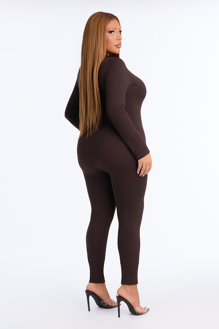 Back To It Seamless Jumpsuit - Chocolate