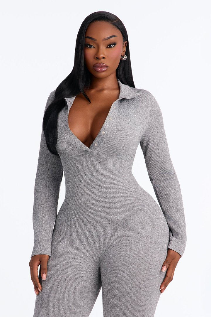 Back To It Seamless Jumpsuit - Heather Grey
