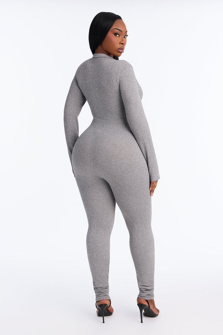 Back To It Seamless Jumpsuit - Heather Grey