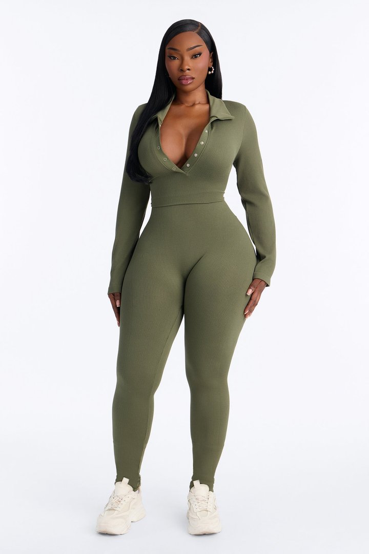 Back To It Seamless Jumpsuit - Olive