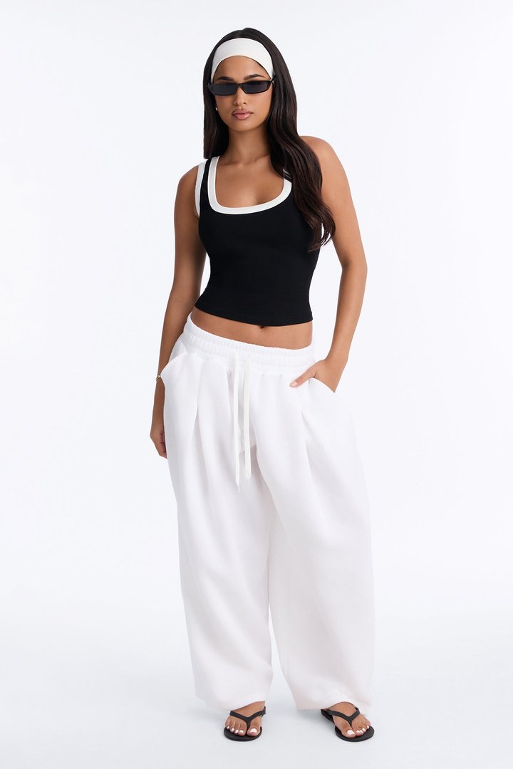 Rachel Barrel Lounge Pant - White