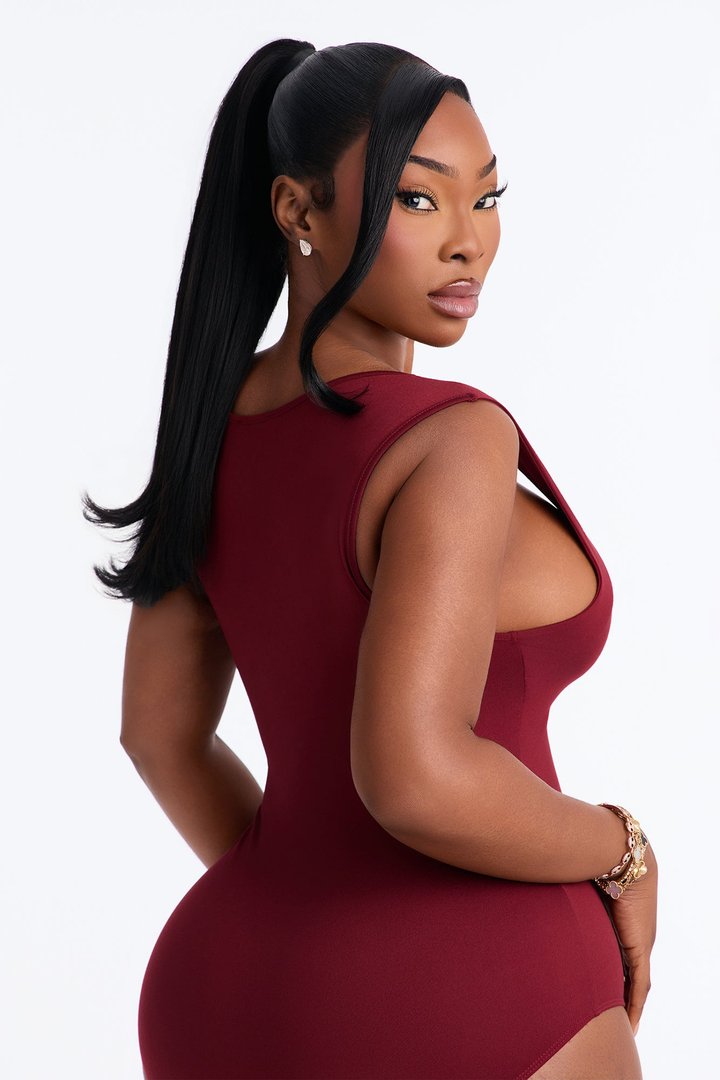 Serena Square Neck Bodysuit - Burgundy
