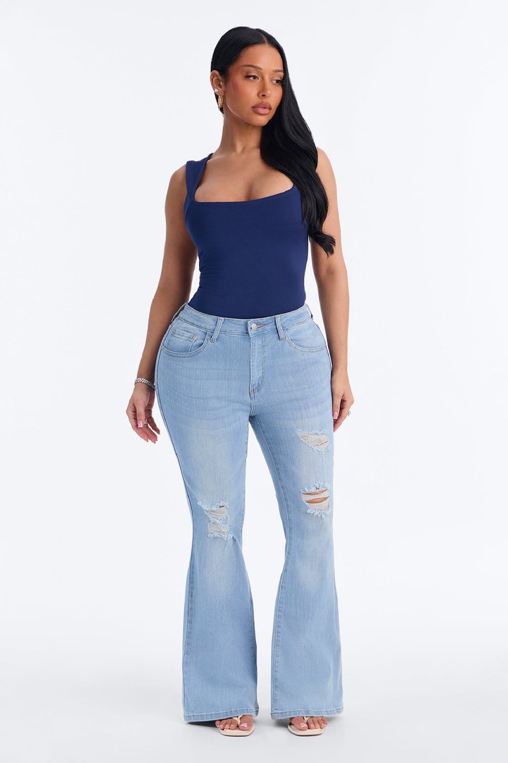 Serena Square Neck Bodysuit - Navy