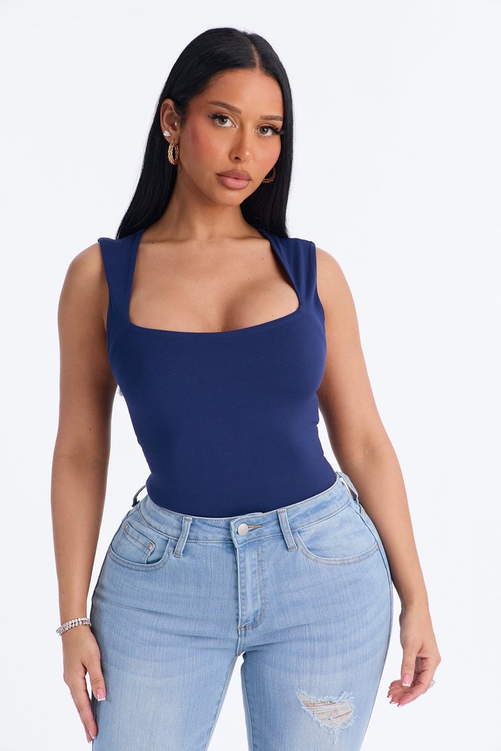 Serena Square Neck Bodysuit - Navy