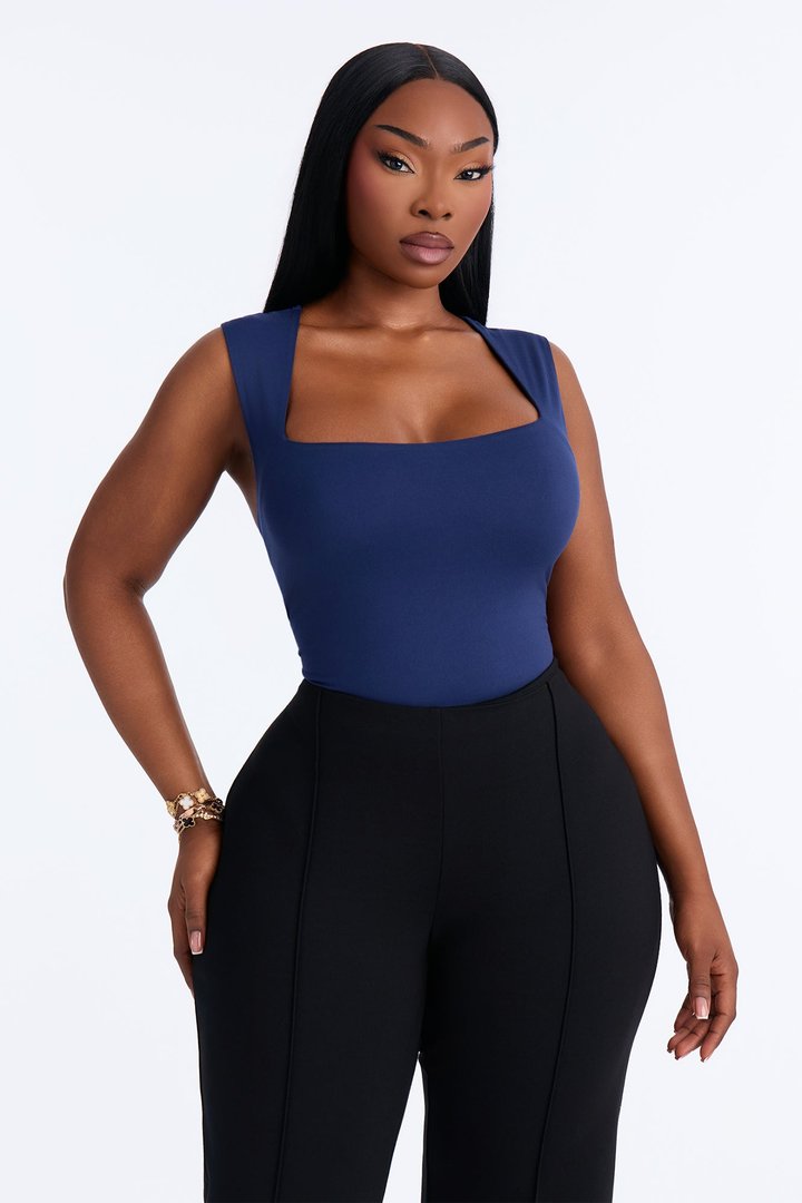 Serena Square Neck Bodysuit - Navy