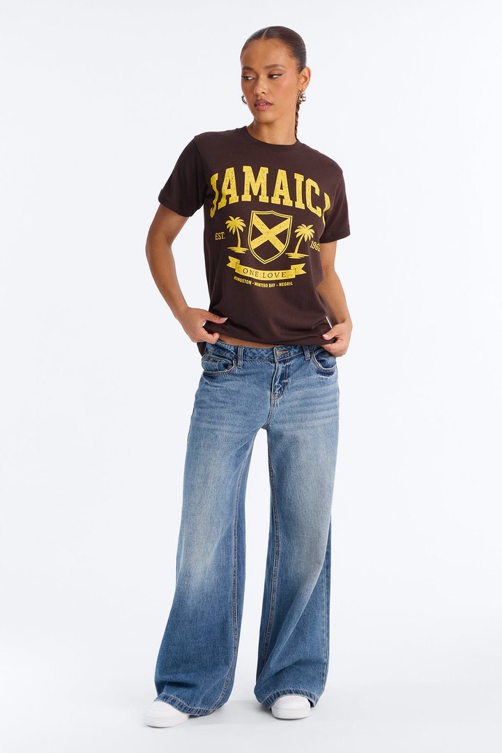 Jamaica One Love Oversized Tee - Brown