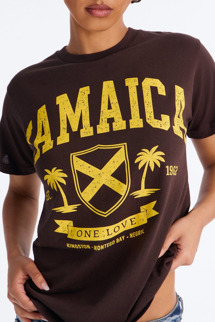 Jamaica One Love Oversized Tee - Brown