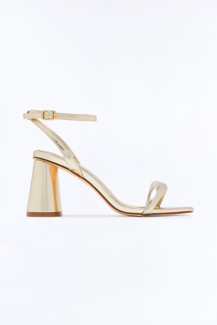 No Doubt Metallic Block Heels - Gold