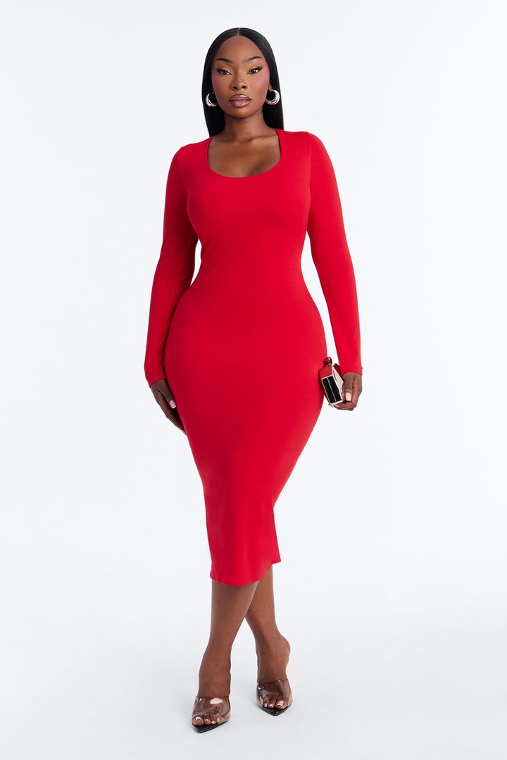 Adeline Midi Dress - Red