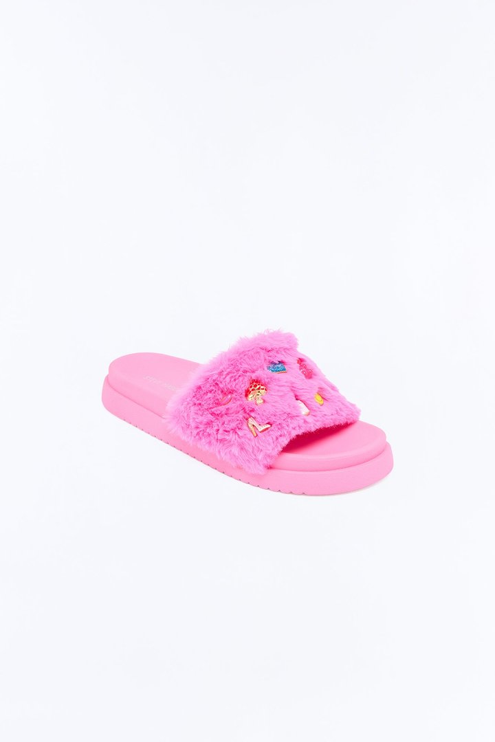 Mini Steve Madden Just A Girl Fur Slipper - Pink