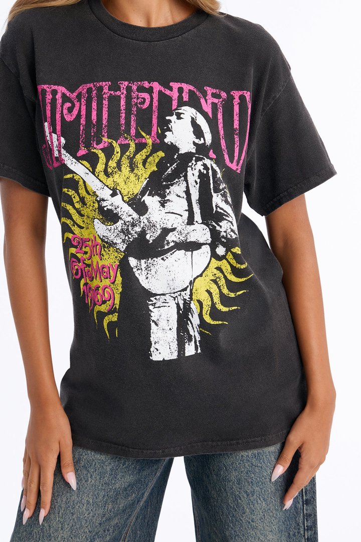 Jimi Hendrix Electric Sun Washed Tee - Charcoal