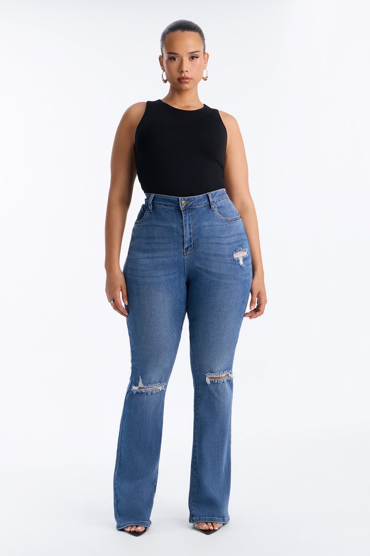 Tall Pleasure Seeker Soft Stretch Flare Jeans - Dark Wash