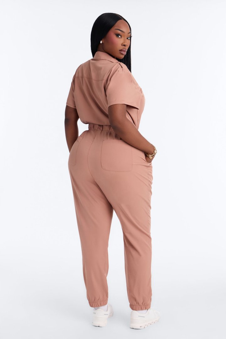 On Call Stretch Uniform Scrub Jumpsuit - Mocha