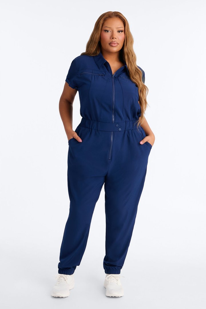On Call Stretch Uniform Scrub Jumpsuit - Navy