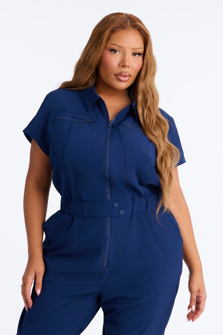 On Call Stretch Uniform Scrub Jumpsuit - Navy