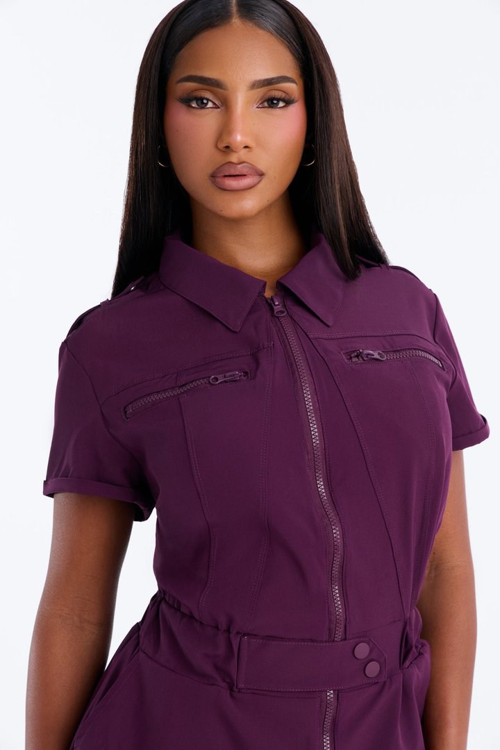 On Call Stretch Uniform Scrub Jumpsuit - Plum