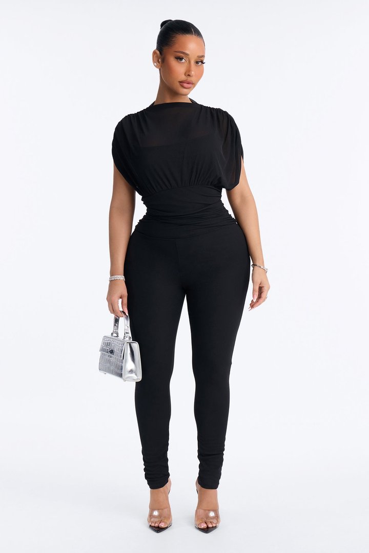 Ivanna Mesh Skinny Jumpsuit - Black