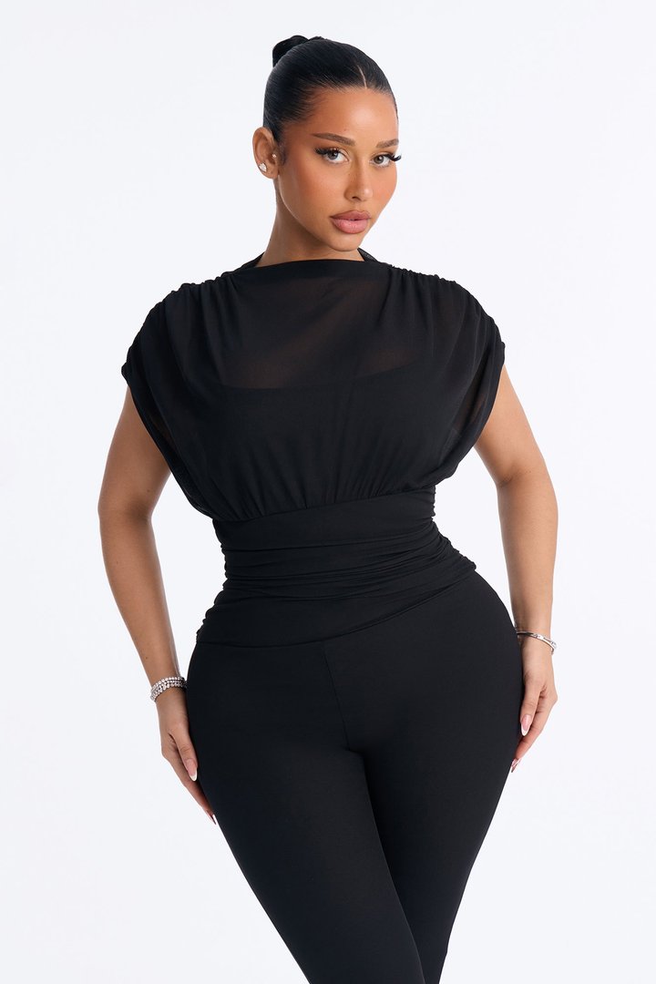 Ivanna Mesh Skinny Jumpsuit - Black