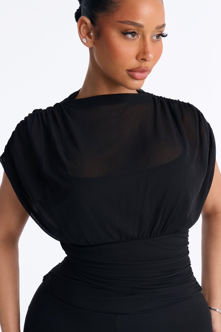 Ivanna Mesh Skinny Jumpsuit - Black