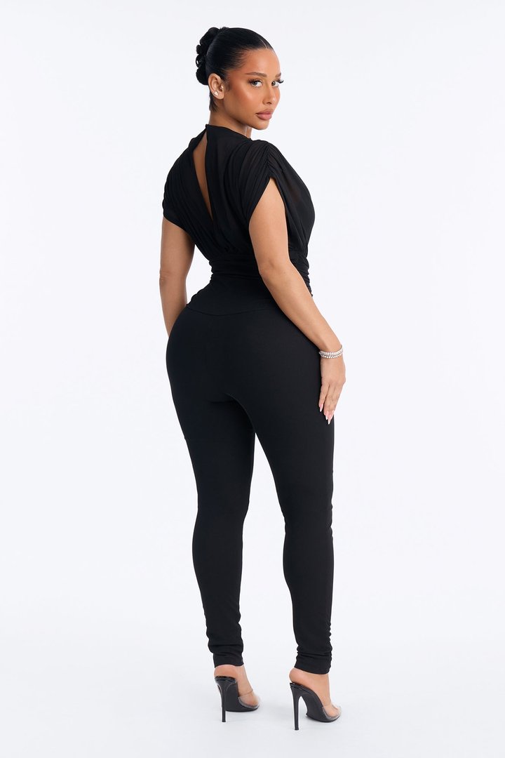 Ivanna Mesh Skinny Jumpsuit - Black