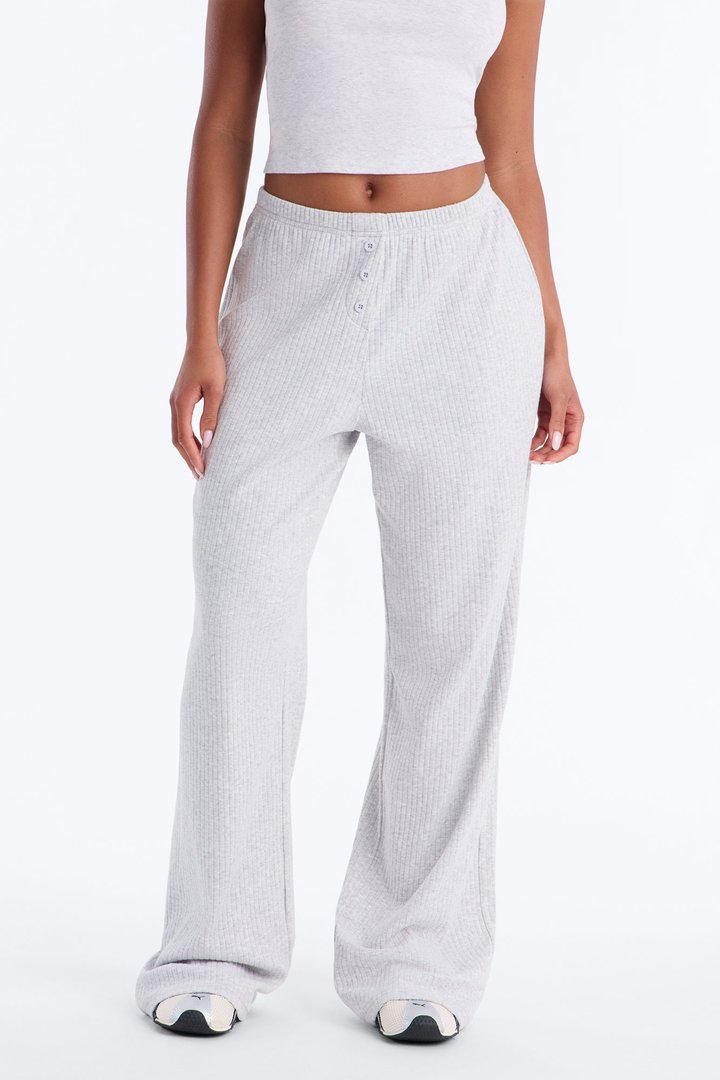 Everyday Chill Ribbed Lounge Pant - Heather Grey