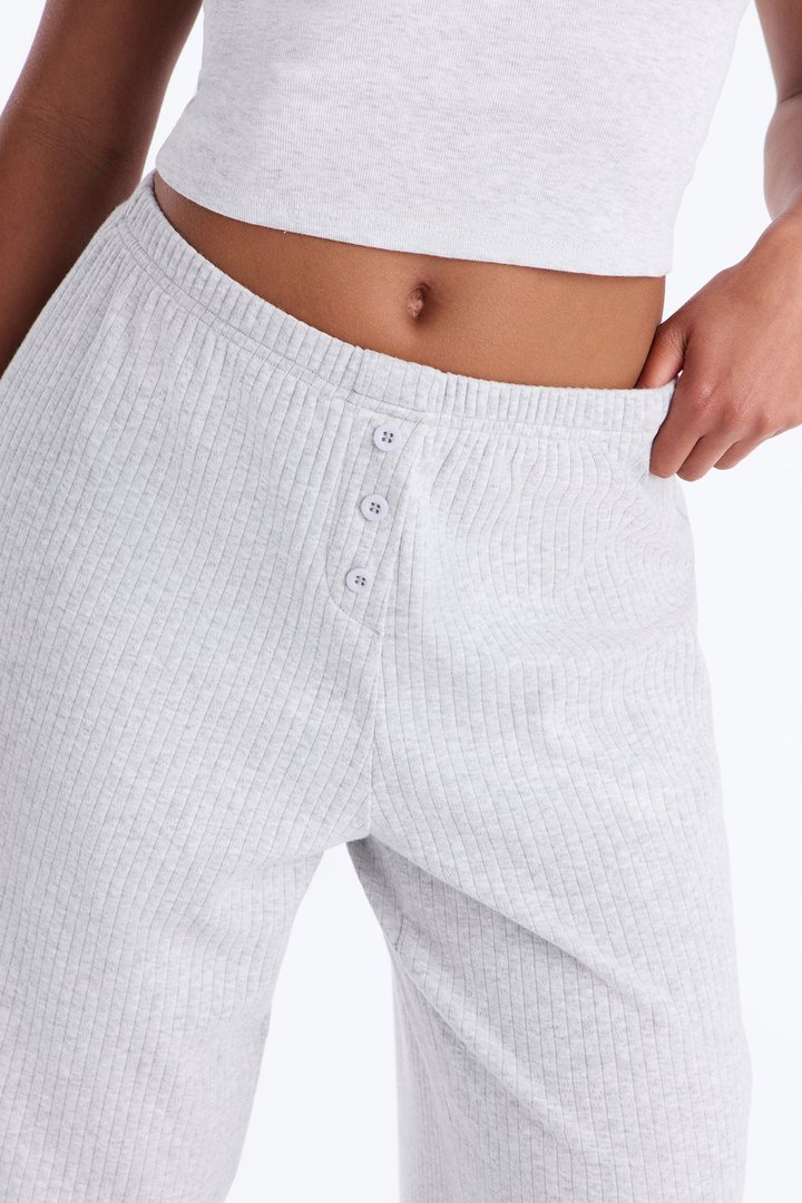 Everyday Chill Ribbed Lounge Pant - Heather Grey