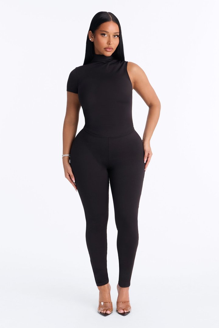 Take The Hint One Sleeve Jumpsuit - Black