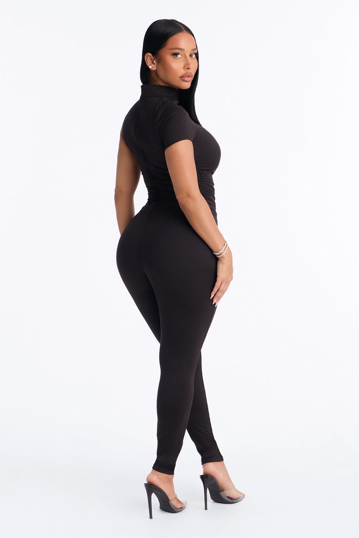 Take The Hint One Sleeve Jumpsuit - Black