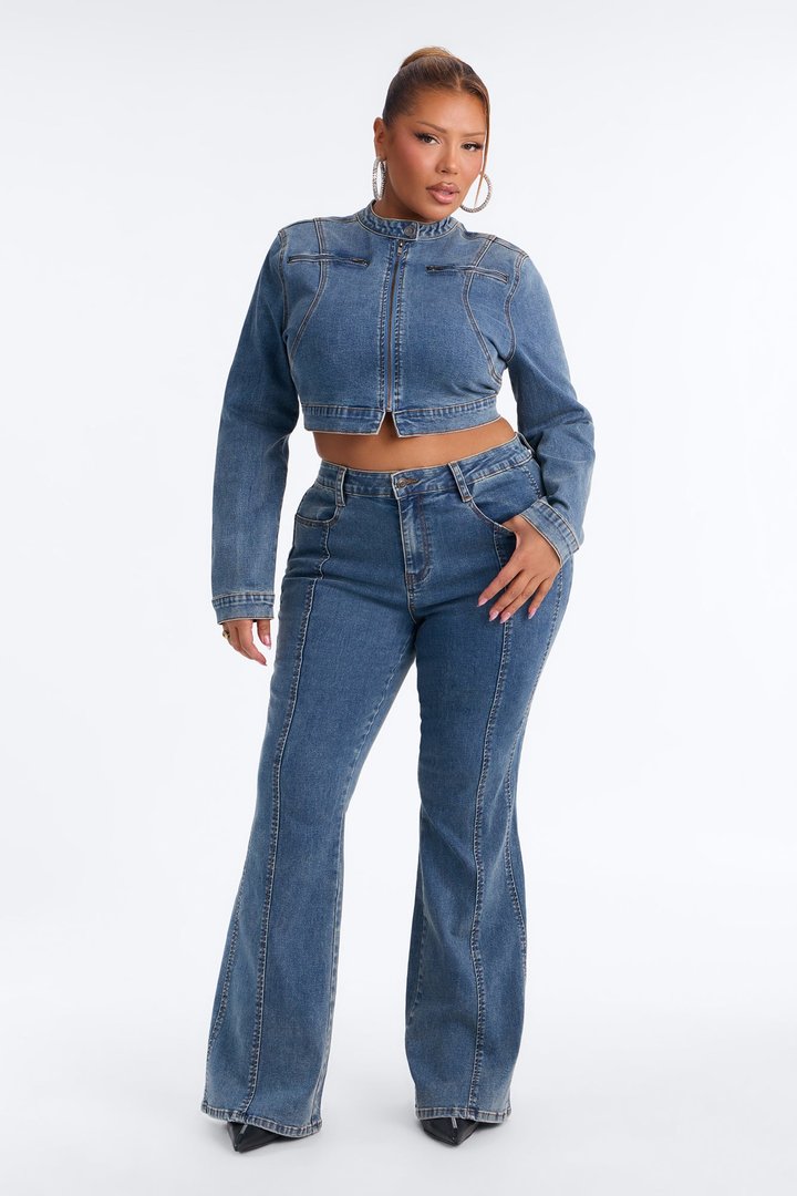 Downtown Days Denim Pant Set - Medium Wash