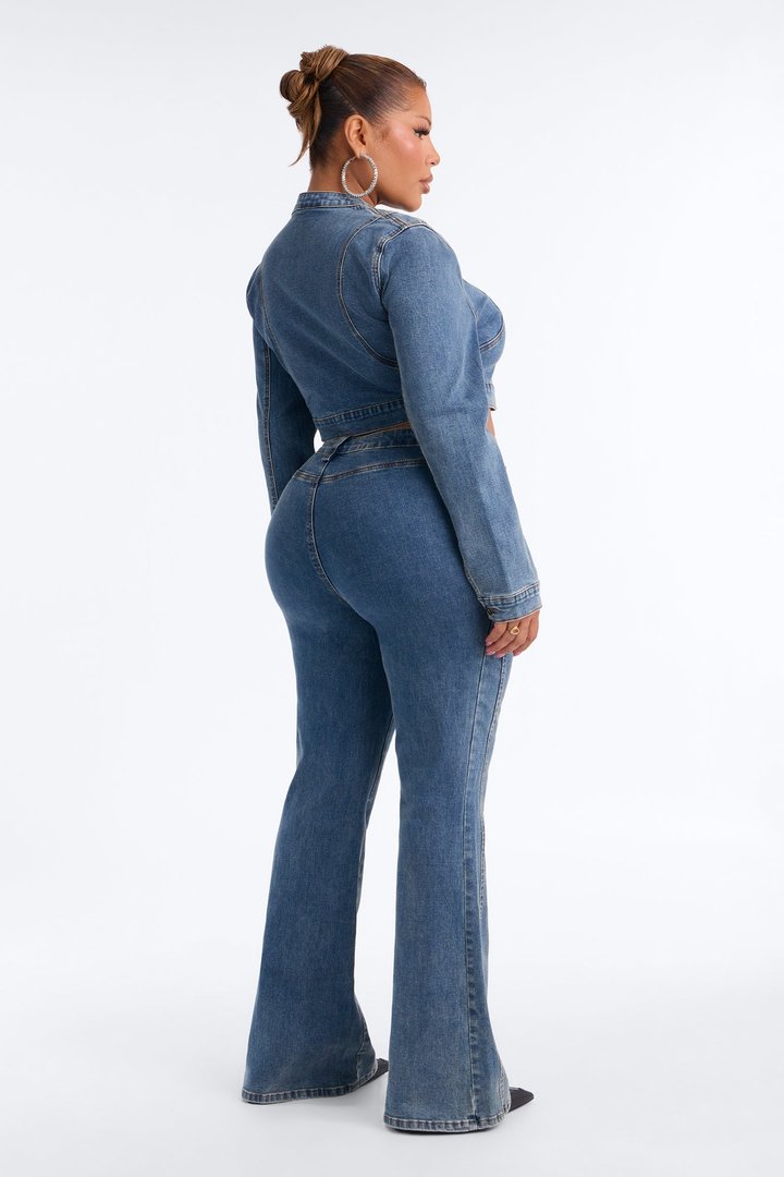 Downtown Days Denim Pant Set - Medium Wash