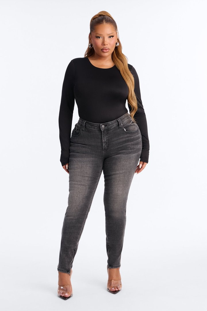 Brenda Double Lined Long Sleeve Top - Black