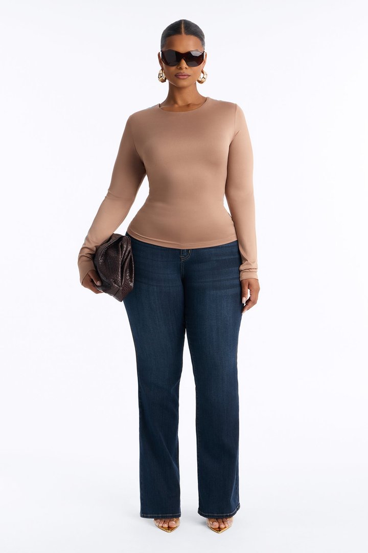 Brenda Double Lined Long Sleeve Top - Taupe