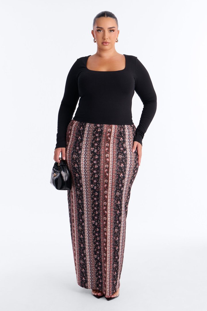 Maya Double Lined Long Sleeve Top - Black