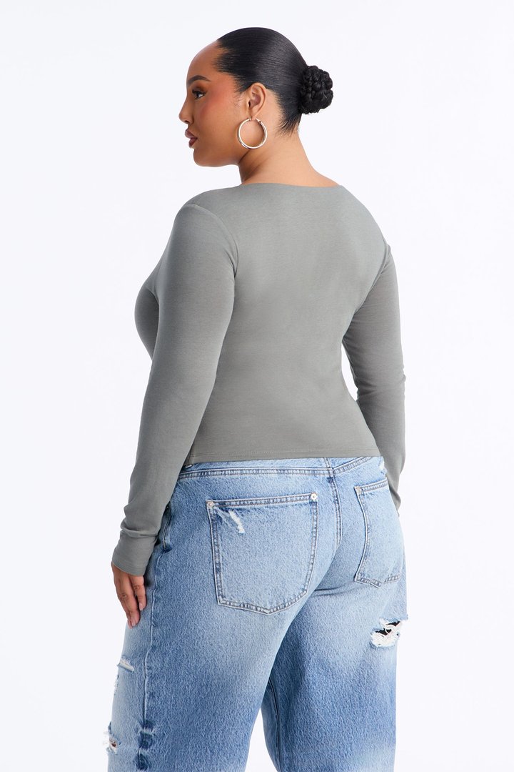 Maya Double Lined Long Sleeve Top - Olive