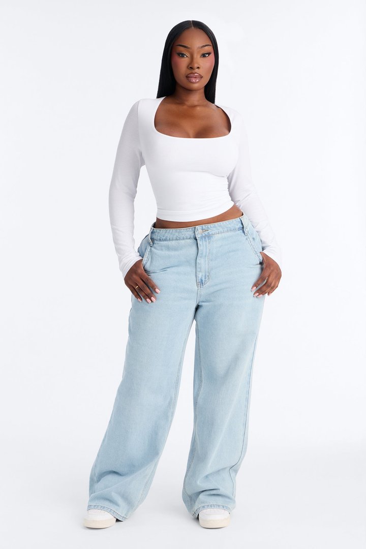 Maya Double Lined Long Sleeve Top - White