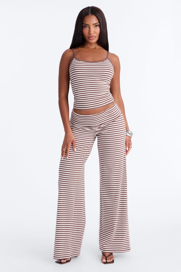 Selene Striped Pant Set - Brown/combo