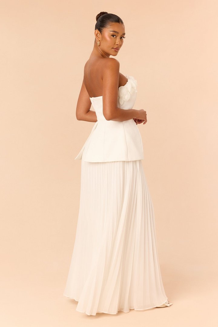 Soft Glam Pleated Gown - White