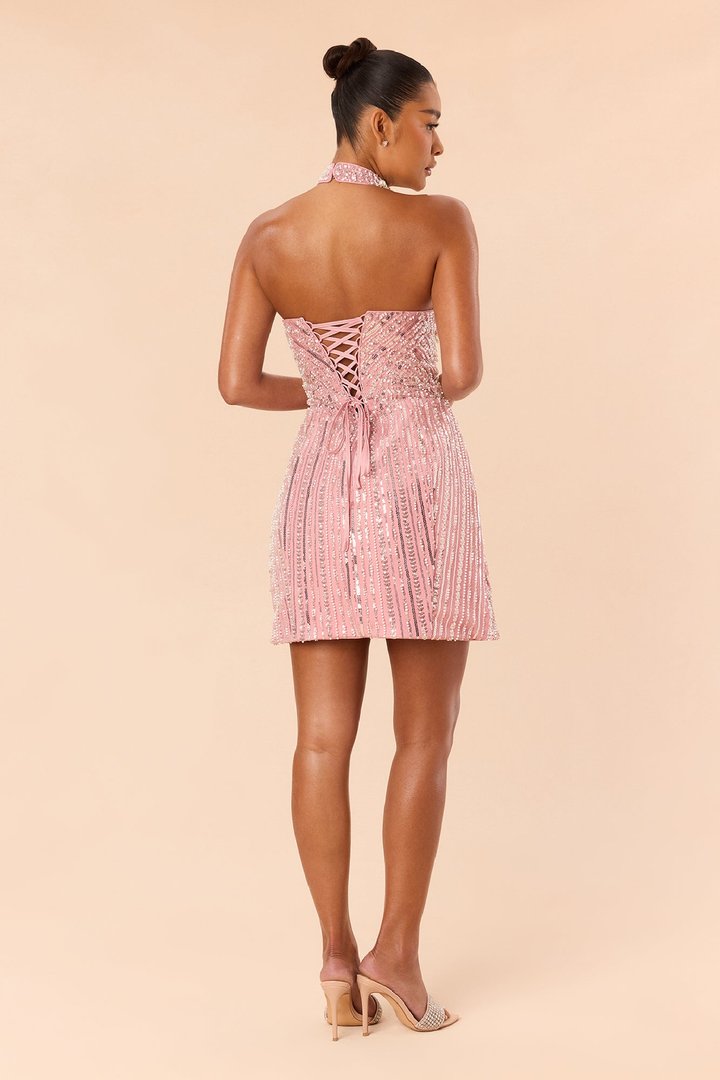 Dreaming Of You Embellished Mini Dress - LightPink