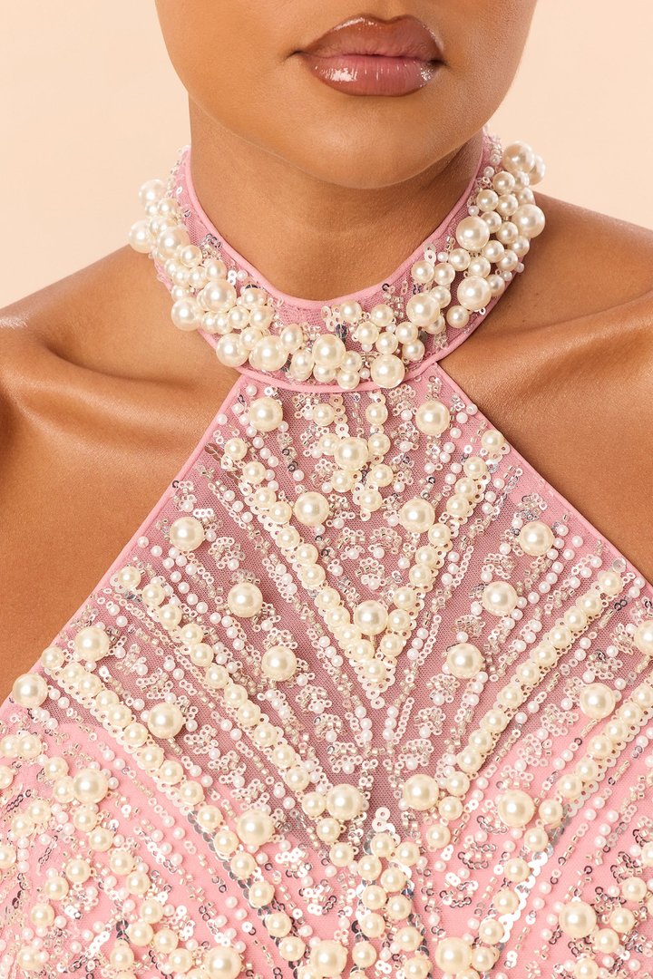 Dreaming Of You Embellished Mini Dress - LightPink