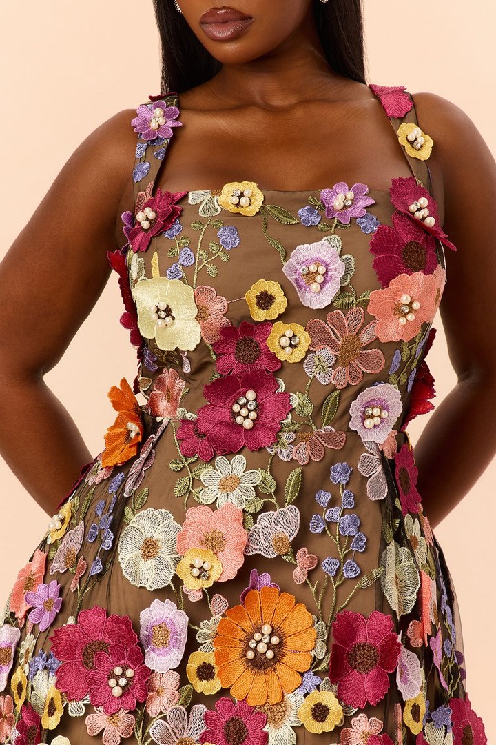 Love Spell Embroidered Mini Dress - Multi Color