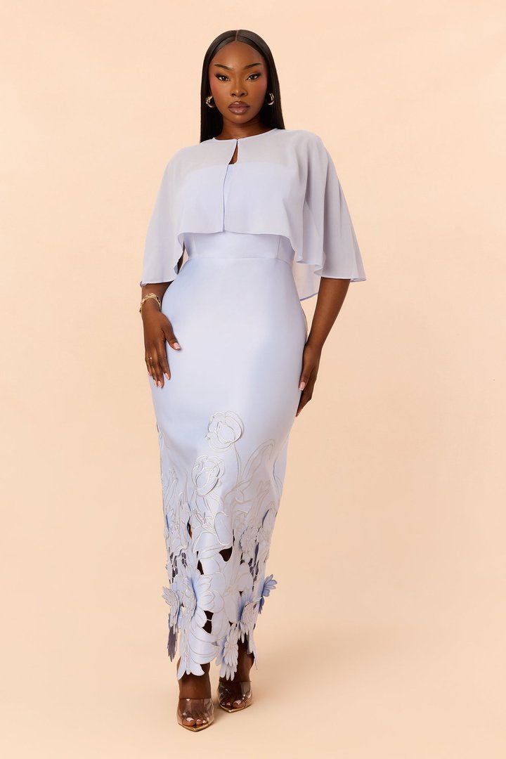 Pure Grace Satin Maxi Dress Set - Periwinkle